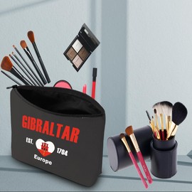 PWHAOO Gibraltar Travel Cosmetic Bag Gibraltar Est.1704 Europe Cosmetic Bag Gibraltar Lover Gift Europe Traveler Gift, GIBRALTAR B