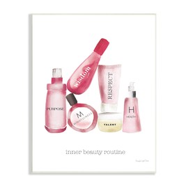 Stupell Industries Self-Esteem Motivational Phrases Fashion Cosmetics Inner Beauty Quote, Designed by Mercedes Lopez Charro Wall Plaque, 10 x 15, White