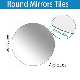 2mm Thick Round Mirror Centerpieces for Tables Decorations, 12" Acrylic 7PCS Circle Mirror Centerpieces Mirror Tray Candle Plate Centerpiece for Wedding Table Decorations Birthday Party Wall Decor