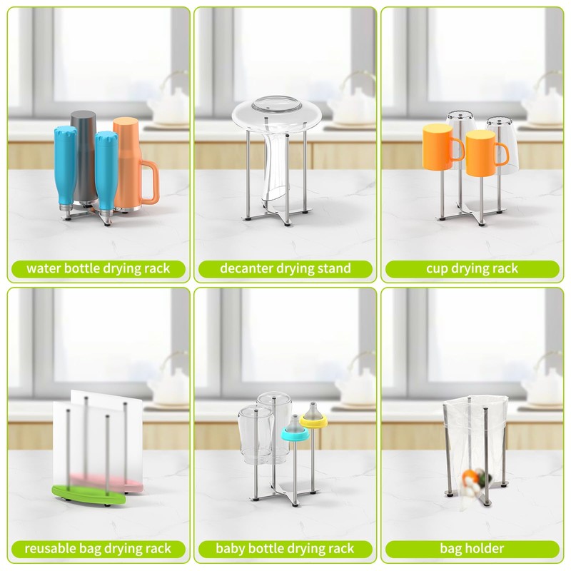 SHILFID Plastic Bag & Bottle Drying Rack, Multifunctional Wine Decanter