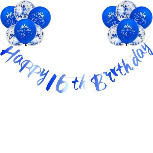 Boys Happy 16th Birthday Banners Blue Happy 16th Birthday Banner