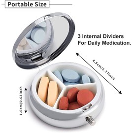 Pill Box 3 Compartment Medicine Pill Case,Portable Pill Box for Pocket or Purse Pill Box Decorative Metal Medicine Vitamin Organizer Unique Gift(Van Gogh Almond Blossom)