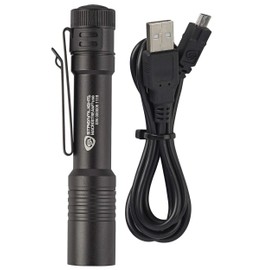 Streamlight 66320 MacroStream USB 500-Lumen Rechargeable Compact Flashlight with Wrist Lanyard, Hat Clip and USB Cord, Black