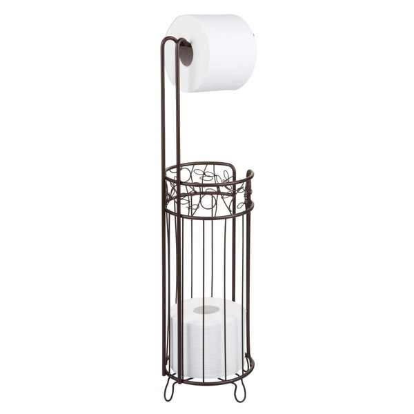 iDesign Twigz Steel Free-Standing Toilet Paper Storage Dispenser - 7" x 7" x 25", Bronze