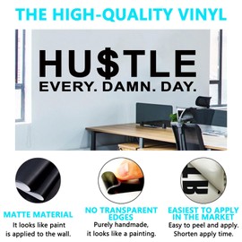 Inspirational Quotes Wall Stickers for Office: Motivational Gym School Classroom Garage Bedroom Living Room Vinyl Art Wall Decals - Hustle Every Damn Day 25" X 7"