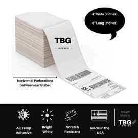 4 x 6 1000 Fanfold Direct Thermal Labels. BPA Free. Made in USA. Compatible with Zebra & Rollo Printer (4" x 6" - 1000 Labels).