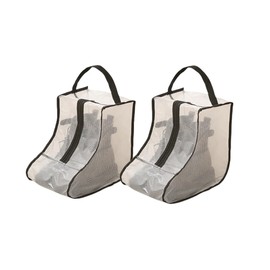 2 Set Boot Storage,Portable Short Boots and Tall Boots Storage or Protector Bag,Shoe Dust Bags,Shoe Sleeves for Travel,Clear Boots Cover,Shoes Packing Organizers for Adult Sneakers (Black Edge-Short)