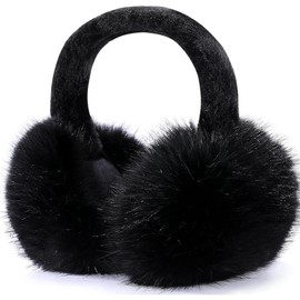 Ear Muffs for Women & Men, Faux Fur Earmuffs, Fuzzy Earmuffs for Winter Sports - Colour: White, Size: One Size