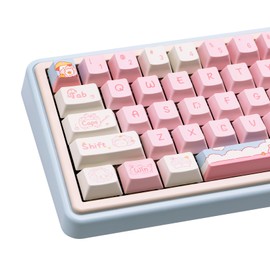 COOMICKEY PBT Keycaps 95 Keys Pink Cartoon Keycaps Dye-Sublimation Cute Keycap Cherry Profile Keycap Set for Cherry Gateron MX Switches Mechanical Keyboards