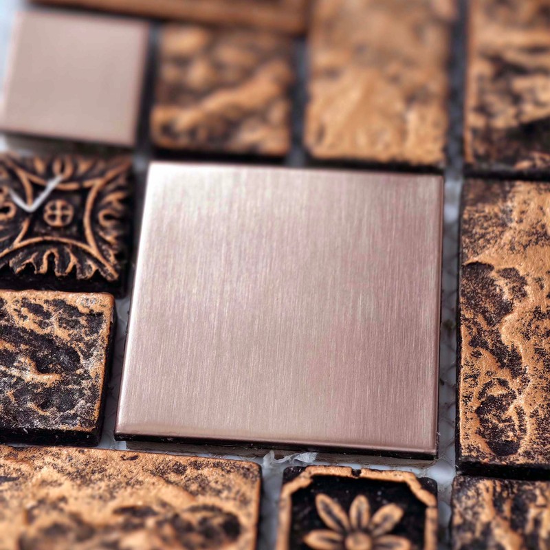 Hominter Bronze & Brushed Metal Mosaic Tile Copper Textured Resin