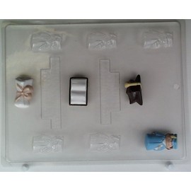 Boys Graduation, Book, Cap, Diploma Chocolate Pieces Candy Mold G005