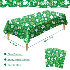 CAKKA St Patricks Day Tablecloth Plastic 54x108 Inch, 2 Pack Green Grass Disposable Table Cover, Rectangle Ireland Table Cloth for St Patrick's Day Table Decor Decoration