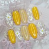 Yellow Flower Handmade Nail Tips - Stiletto M / 옐로우
