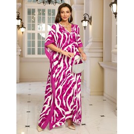Kaftan Dresses for Women V Neck Batwing Sleeve Plus Size Caftans Swimwear Coverups Maxi Beach Dresses