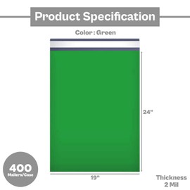 PSBM Green Poly Mailers, 19x24 Inch, 400 Pack, Glamour Shipping Mailers, Peel and Seal Strip Adhesive Envelopes