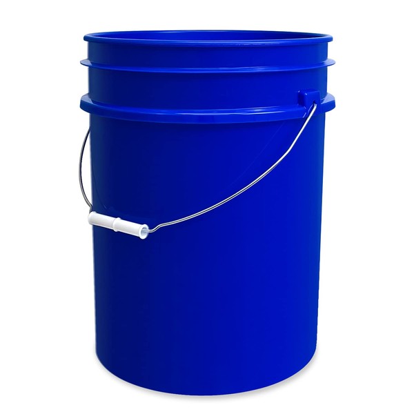 5 Gallon Blue Plastic Bucket Only - Durable 90 Mil All Purpose Pail - Food Grade Buckets NO LIDS Included - Contains No BPA Plastic - Recyclable - 20 Pack Buckets ONLY