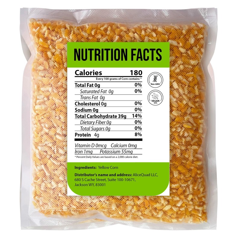 Yellow Hominy Corn – 2Lb Dried Hominy for Grits, Soups,