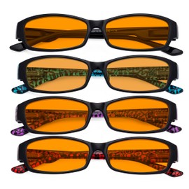 Eyekepper 4-pack Reading Glasses Blue Light Blocking for Women Orange Tinted +1.75