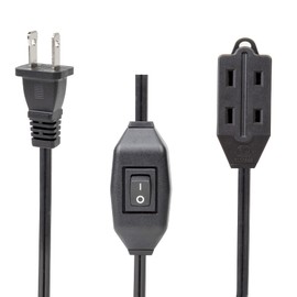 3 Outlet On/Off Switch Extension Cord [2-Feet], 3 Outlet Polarized Extension Cord with Switch 12A/125V for your Chargers/Lamp/Power Adapters etc, 16AWG Cord