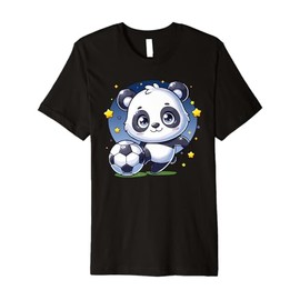 Panda Playing Soccer Kicking Ball Player Boys Girls Premium T-Shirt
