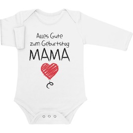 Shirtgeil Long Sleeve Baby Bodysuit with Saying Alles Gute Zum Geburtstag Mum Gift Romper, White