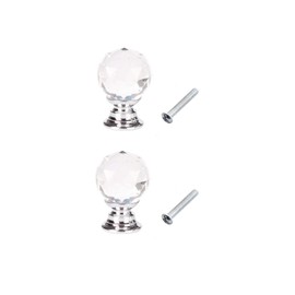 Lansonee 2 Pcs Crystal Door Knobs,Drawer Carbinet Door Handle Puller with Screws for Home Kitchen Office Drawer Cupboard Closet-Sliver-20mm