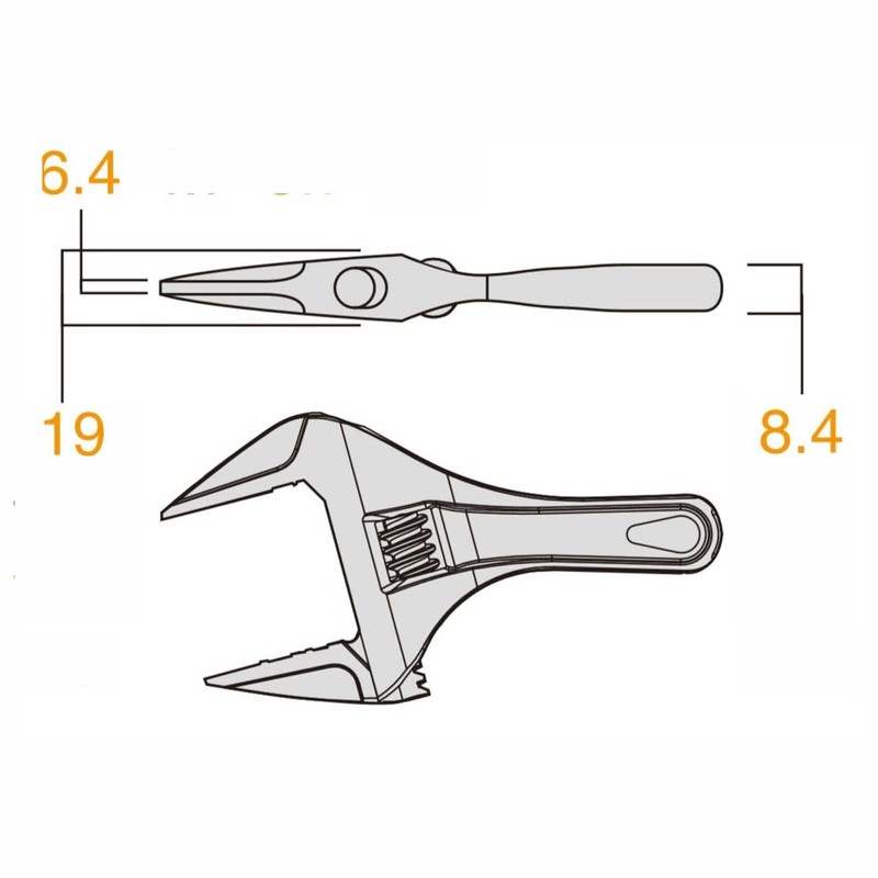 FUJIYA Tools, FLS-53G-F, Short Adjustable Wrench with Grip