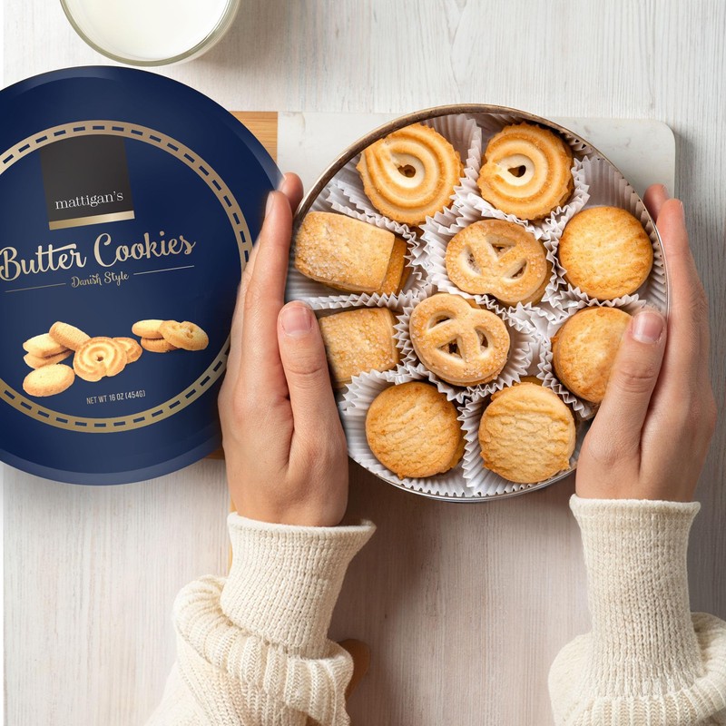 Mattigan's Butter Cookies Traditional Danish Style Cookie Assortment, 16 Oz