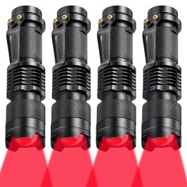 Honoson 6 Pieces Red Light Flashlight LED Single Mode Torch 1 Mode Scalable Red Lens Filter Flashlight for Night Astronomy Aviation Observation Beach Turtle Safe