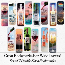 55 Laughs Wine Lover Bookmark Set. Set of 7 Funny Bookmarks with Hilarious Wine Sayings and Quotes, Perfect Gift for Every Oenophile. Funny & Cute Bookmarks for Women