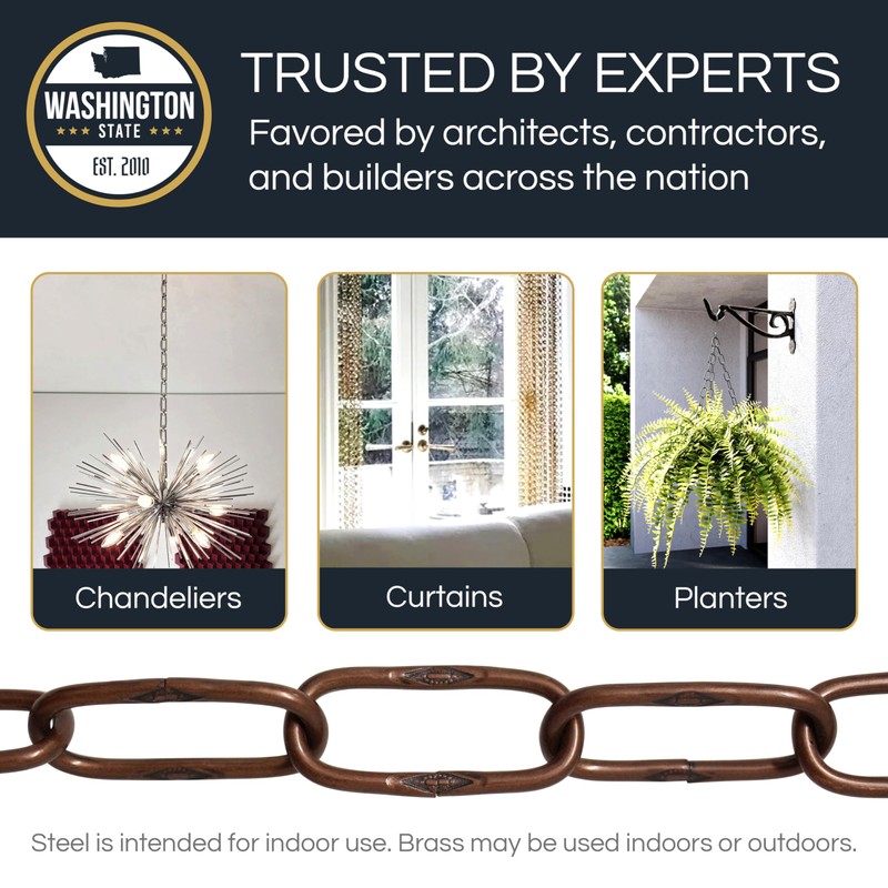 RCH Hardware CH-S58-40-AC Steel Chandelier Chain 7 Gauge, Antique Copper