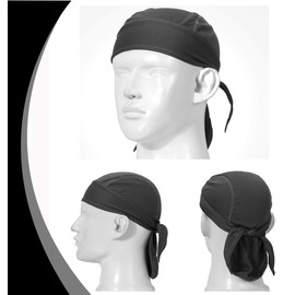 4 Pack Dew Rags Sweat Wicking Doo Cap, Cooling Helmet Liners, Sport Absorptive Moisture Pirate Scarf Bandana Skull Wrap Caps, Cycling Motorcycle Quick Drying Beanie Chemo Caps (Black/Blue/White/Gray)