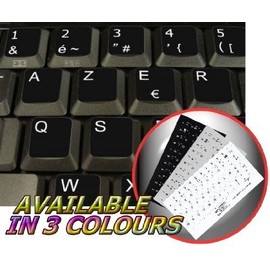 4Keyboard French AZERTY Non-Transparent Keyboard Sticker for Laptop, Desktop with White Lettering and Black Background