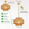 Phaosio 12.4" Boho Rattan Chandelier Hand Woven Rattan Pendant Light