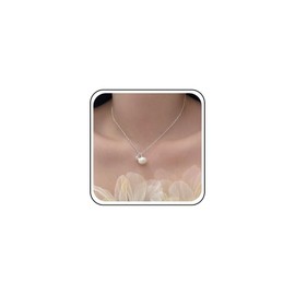 Inilbran Boho Pearl Necklace Choker Vintage Pearl Choker Necklace Floating Pearl Necklace Silver Ball Bead Pendant Necklace for Women