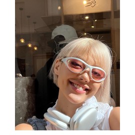 ADE WU Trendy Y2K Wrap Around Sunglasses for Women Men Fashion Sport Sun Glasses Goggles Futuristic Sunglasses (Grey Frame/Pink Lens)