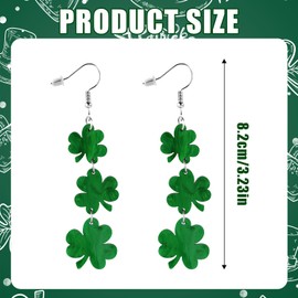 Mikovivi St Patricks Day Earrings, Glitter Shamrock Dangle Earrings Green Drop Earrings for Women Good Luck St. Patrick's Day Water Ripple Jewelry Accessories for Irish Festival Gift Party Decoration