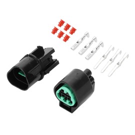 VekAuto 3 Pin Car Sensor Connector Plug Kit Compatible for Hyundai for Kia, Waterproof 2.2 mm Series Plastic Black Male Female Wire Terminal Connector