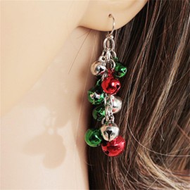 Christmas Red Green Jingle Bell Dangle Drop Earrings Charm Cute Candy Color Tinkle Bells Ball Ornament Chandelier Earrings for Women Teen Girls Xmas New Year Thanksgiving Party Trendy Jewelry Gifts,