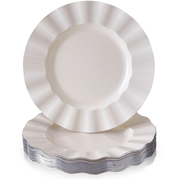 Silver Spoons Veil Ivory Plastic Salad Plates - (Pack of