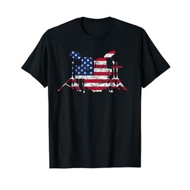 Drummer American Flag T Shirt Gifts Vintage Drum Set Men