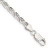 GlittersandGold Sterling Silver 4.25mm Diamond-cut Rope Chain Necklace