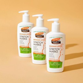 Massage Lotion For Stretch Marks, Pregnancy Skin Care, Belly Cream with Collagen, Elastin, Argan Oil and Shea Butter, 8.5 Ounces