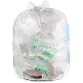 Ultrasac 45 Gallon 3.0 MIL Clear Heavy Duty Contractor Trash Bags with Handtie - 33" x 48" - Pack of 80 - for Construction, Commercial, & Industrial