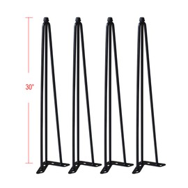 Home Soft Things Hairpin Metal Table Legs 30 Inch Legs for Furniture Coffee Bench Dining End Industrial Table Desk Set of 4 with Screws Adjustable Cushion Black Floor Protectors, 30"