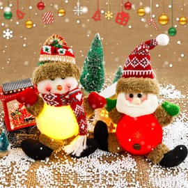 Christmas Gnomes Plush Decorations Pack of 2, Christmas Gnome Illuminated Decoration, Christmas Gnome Christmas Decoration, Christmas Decoration Gnome Set (Multicoloured 3)
