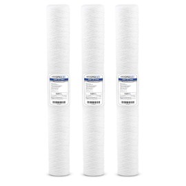Hydronix HX-SWC-25-2005/3 Universal NSF String Wound Sediment Water Filter Cartridge 2.5" x 20"-5 Micron-3 Pack, White