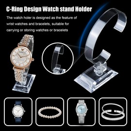 Pack of 12 Watch Stands Acrylic Watch Holder Transparent Watches Holder Watches Display Stand Holder Bracelet Stand Acrylic Watch Stand C-Shaped Watch Stand for Watch or Bracelet Watch Display