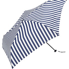 Because B-023239 Women's Folding Umbrella, 19.7 inches (50 cm), Mini, Lightweight, Durable, Super Light Stripe, Navy