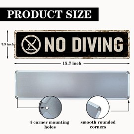 No Diving Sign, Pool Rules Sign, Retro Metal Tin Signs, Wall Decor Art, Fun Pool Decor, Patio Decor, For Pools Beach Water Parks Yard Outdoor 15.8x4 Inch